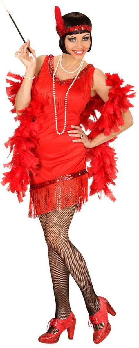 Jaren 20 Danseressen Kostuum | Detroit Flapper Rood | Vrouw | Large | Carnaval kostuum | Verkleedkleding